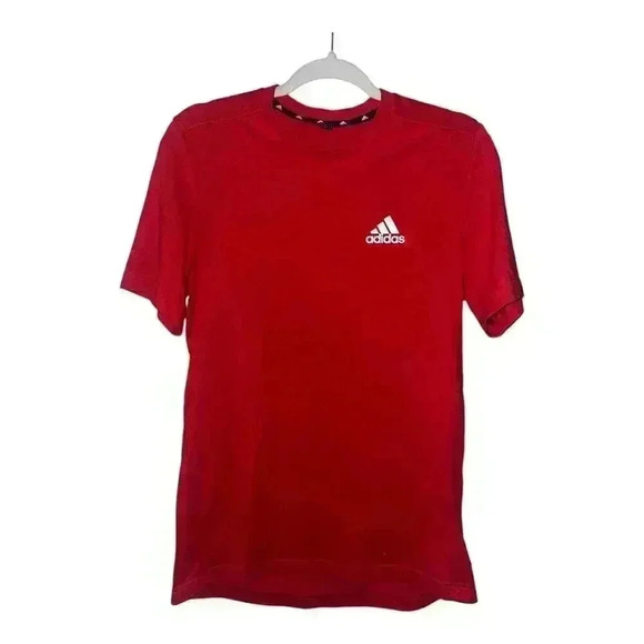 Adidas Mens Red/White Crewneck Tee, Small - Picture 1 of 7